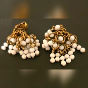 Vintage Beaded Tassel Clip Earrings